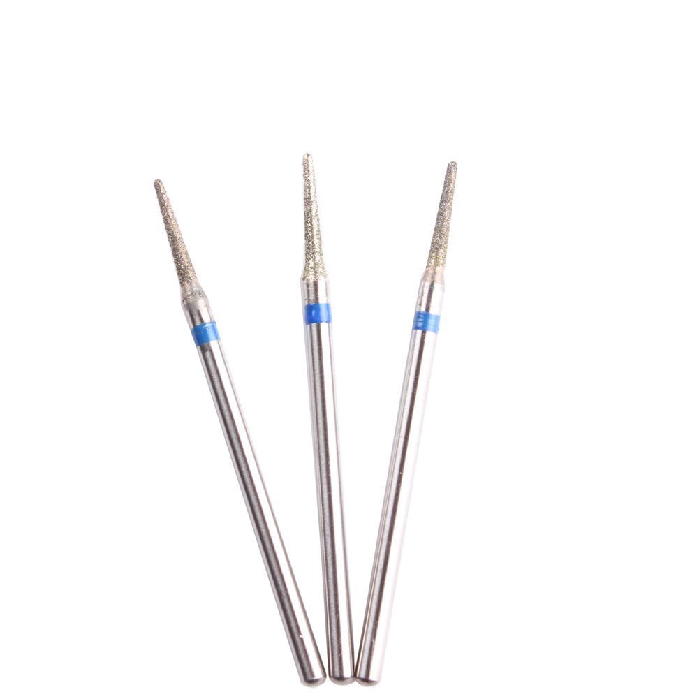 B: Mzcmsl 3Pcs Needle Shaped Cuticle Bits, 3/32 Shank Diamond E File Bit, Under Nail Drill Bit for Manicure Machine