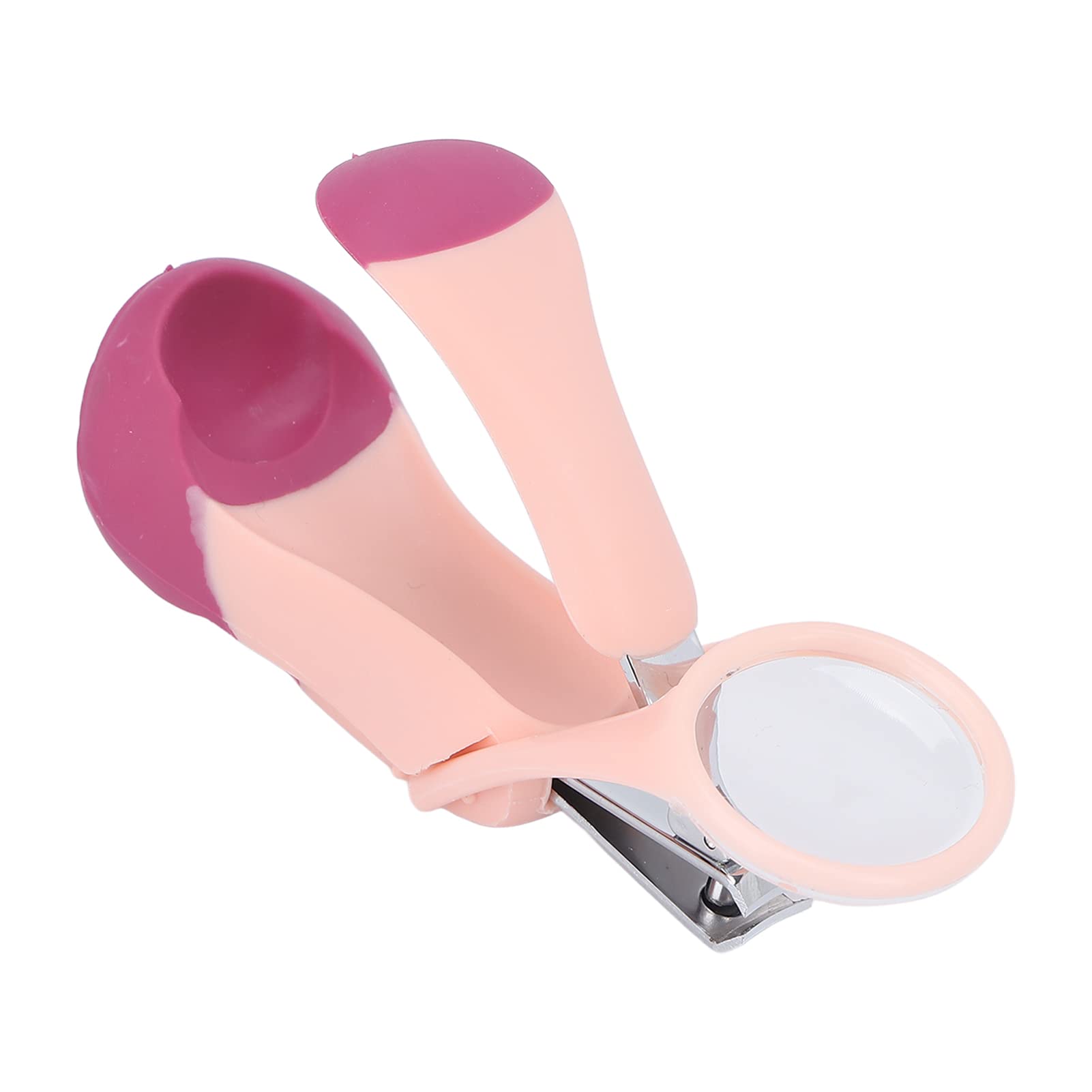 Light Zoom Nail Clipper, Stainless Steel Fingernail & Toenail Clippers with Magnifying Glass for Baby Elderly, Portable Lightweight Zoom Manicure Clipper (+Rose red)