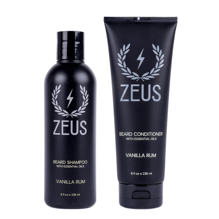Zeus Beard Shampoo And Conditioner Set For Men, Vanilla Rum