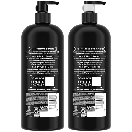 TRESemmé Shampoo & Conditioner, Rich Moisture – Moisturizing Hair Care with Hyaluronic Acid, Paraben-Free, 28 Oz Ea