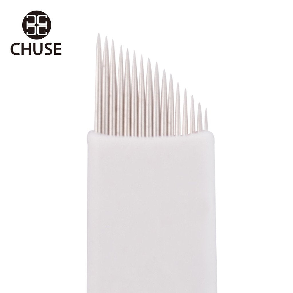 Chuse S16 50pcs Permanent Makeup Manual Eyebrow Tattoo Needle Curved Blade 16 Needles