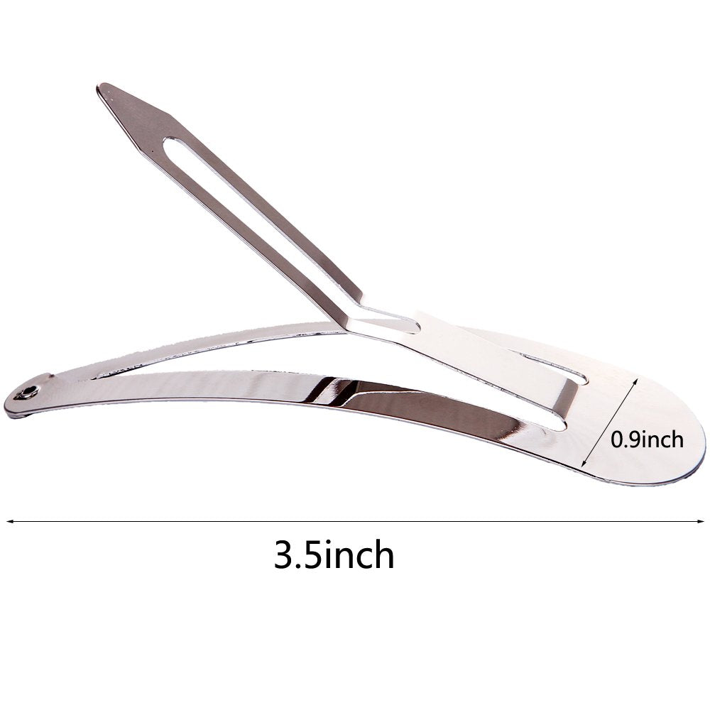 LONEEDY Pack of 10 Large Metal Stoving Varnish Hair Snap Clips,3.5 inch Long No-slip Hair Clips Barrettes For Women and Girls (Mixed color)