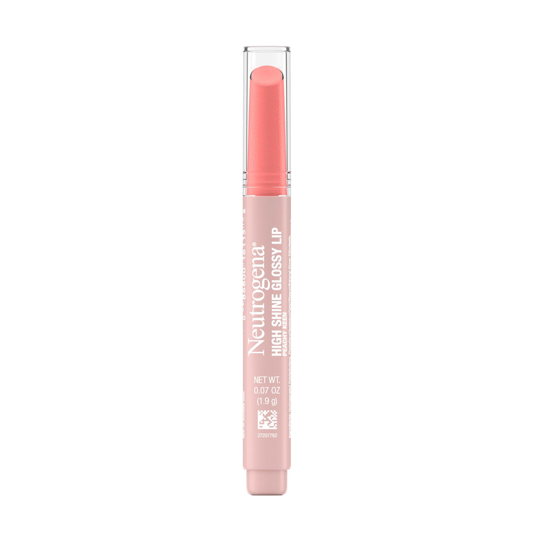 Neutrogena High Shine Glossy Lip, Nourishing Lip Gloss with Maracuja Oil, Antioxidant Vitamin E & Vitamins, Non-Retractable, Buildable Pigmented Color, Peachy Keen Shade, 0.07 oz