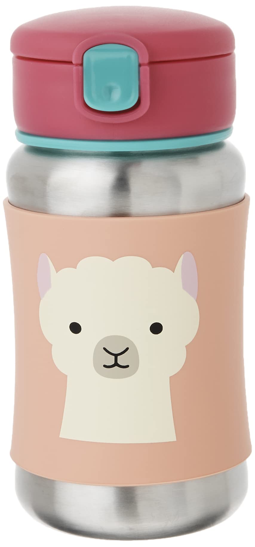 Skip Hop Toddler Sippy Cup with Straw, Zoo Stainless Steel Straw Bottle, Llama, 350 milliliters