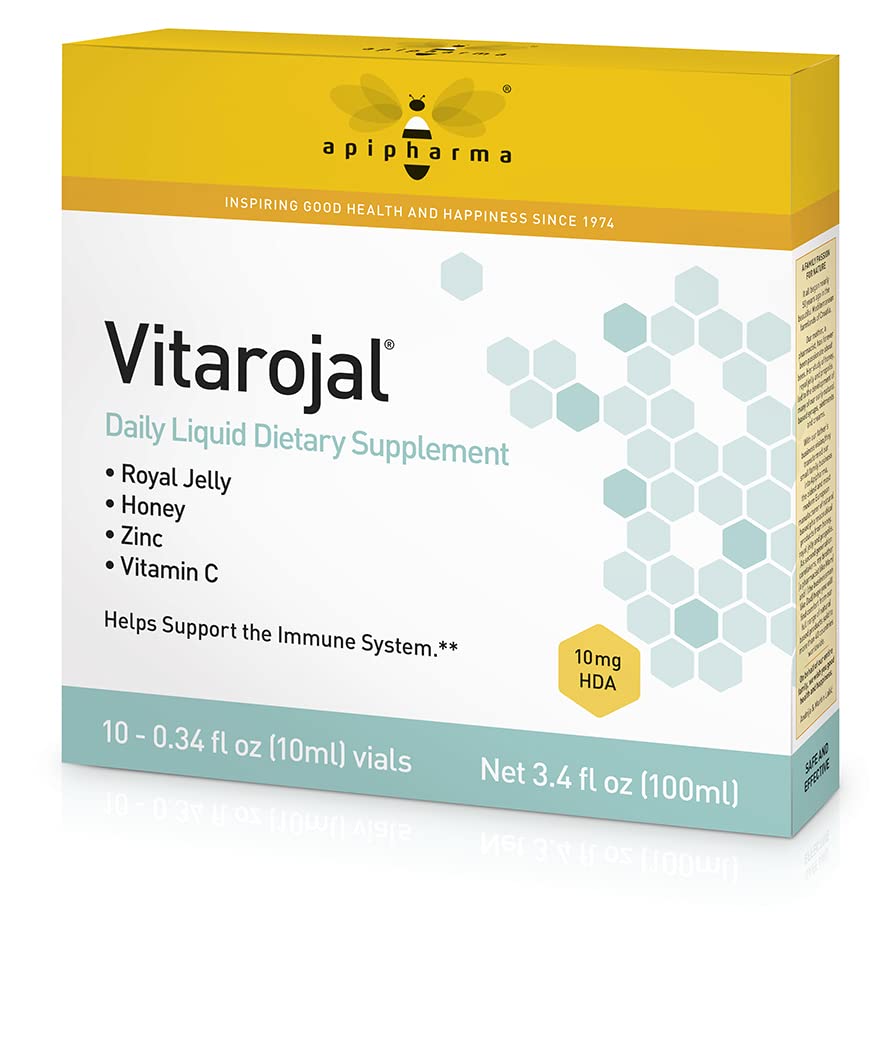 apipharma Vitarojal Royal Jelly - with Honey, Vitamin C, Zinc - Support Your Immune System, & Promotes Natural Energy and Wellness (10 Vials)