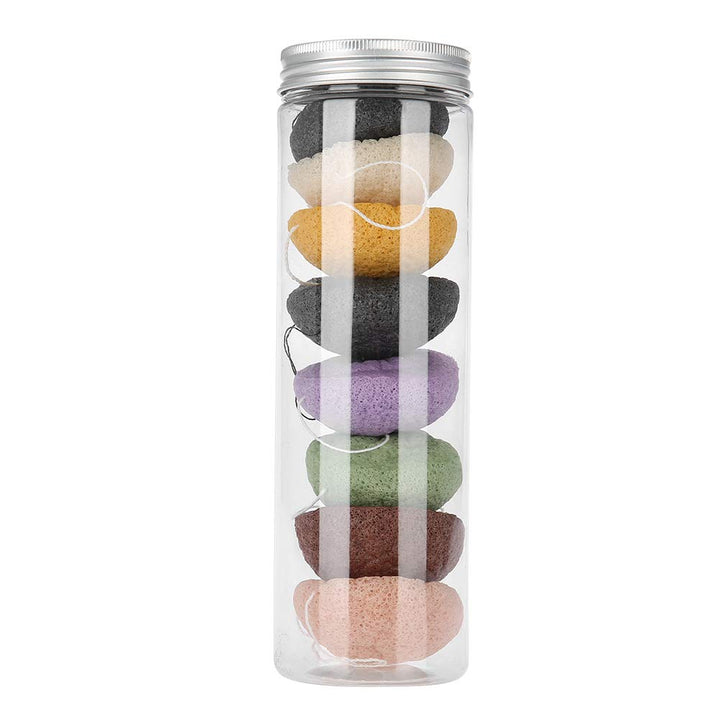 Sponge Set, 8pcs Color Round Type Wash Face Flutter Facial Care Body Sponges Gentle Exfoliating, Deep Cleansing, for Sensitive, Oily & Prone Skin