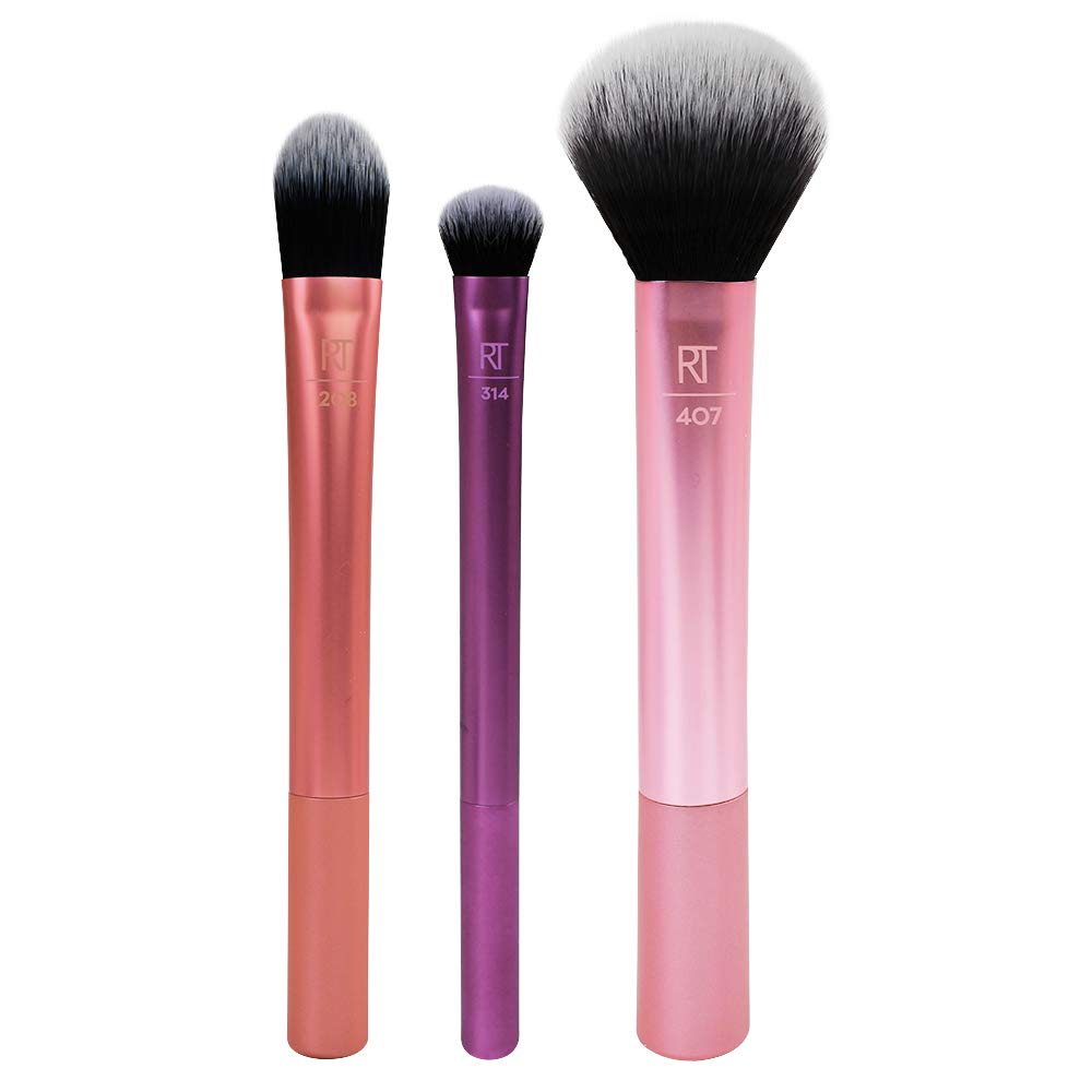 Real Techniques Cruelty Free Travel Essentials Set With Ultra Plush Custom Cut Synthetic Bristles