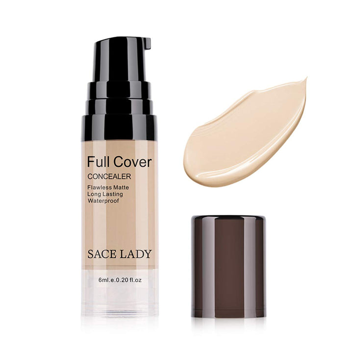 Pro Full Cover Liquid Concealer, Waterproof Smooth Matte Flawless Finish Creamy Concealer Foundation Corrector for Eye Dark Circles Spot Face Concealer Makeup Base, 6ml/0.20Fl Oz