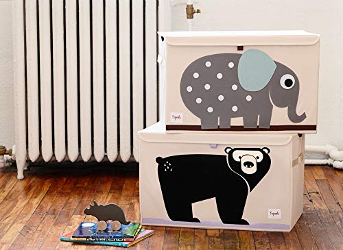3 Sprouts Large Toy Chest for Kids with Lid and Handles - Collapsible Toy Storage Bin/Trunk/Box/Basket Organizer for Boys & Girls Playroom, Nursery, Leopard