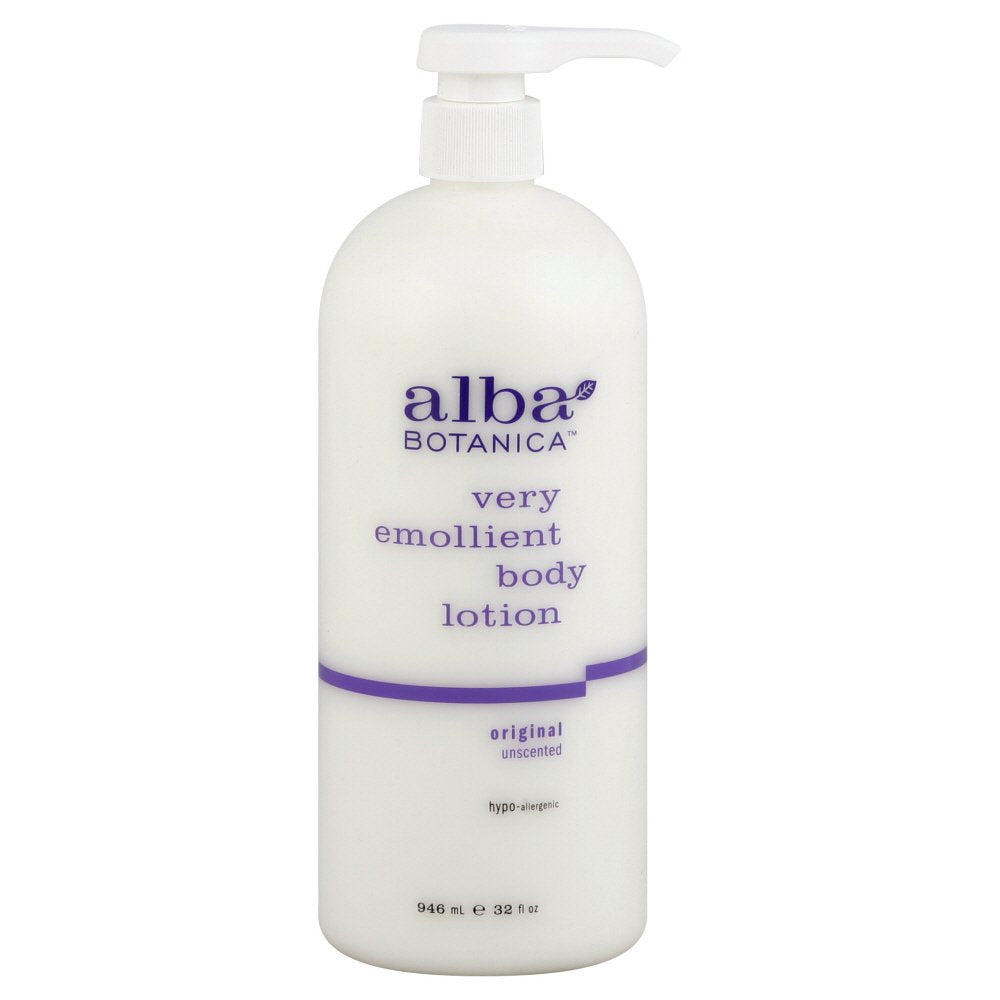 Alba Botanica Very Emollient Body Lotion -Original Unscented, 32 Ounce (Pack of 6)