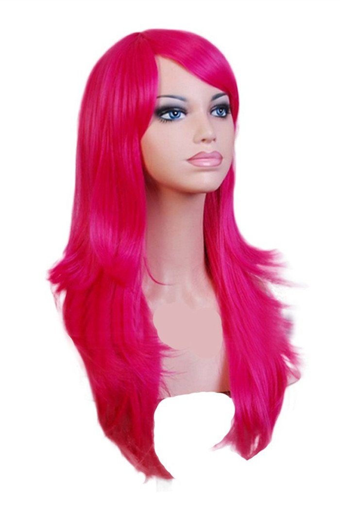 AneShe Wigs 28 Long Wavy Hair Heat Resistant Cosplay Wig for Women (Rose)