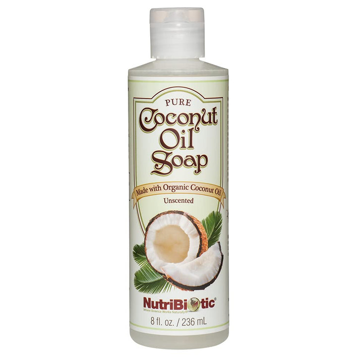 Nutribiotic Pure Coconut Oil Soap, Unscented, 8 Fluid Ounce