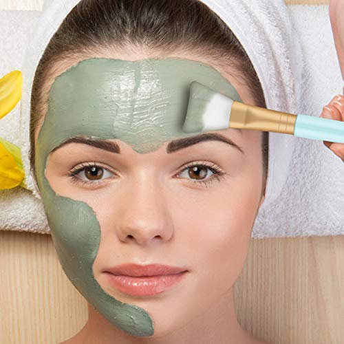 6 Silicone Face Mask Brushes Facial Mud Applicator Clay Tools and 6 Spa Facial Headband Terry Cloth for Charcoal Mixed Mask Soft