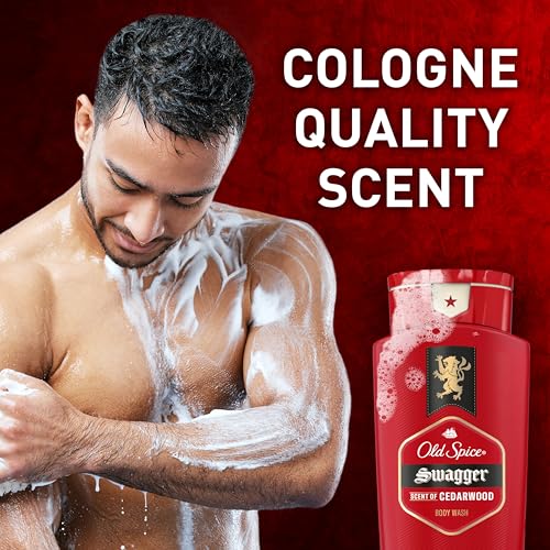 Old Spice Body Wash for Men, 24/7 Shower Fresh with Lasting Scent, Red Collection, Swagger with Cedarwood Scent, 24 fl oz (Pack of 2)