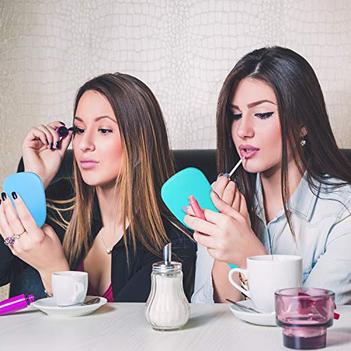 Jetec Small Handheld Hand Mirror Compact Travel Makeup Mirror Handheld Cosmetic Personal Portable Vanity Glass 3.15 * 7.09 inch(Blue, Green, Pink, Purple,8 Pcs)