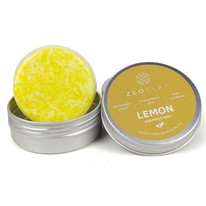 ZeoClay Herbal Shampoo Bar - Lemon Scent - All Natural, Organic Ingredients - Nourish & Moisturize to Prevent Hair and Scalp Dryness