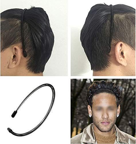 MansWill Small Spring: Men'S Slicked Back Headband, Outdoor Sports Fashion Pigtail Hair Band/Never Paint-Shedding Metal Head Buckle Clip For Mens Long Hair, Braid And Other Hair Styles - S