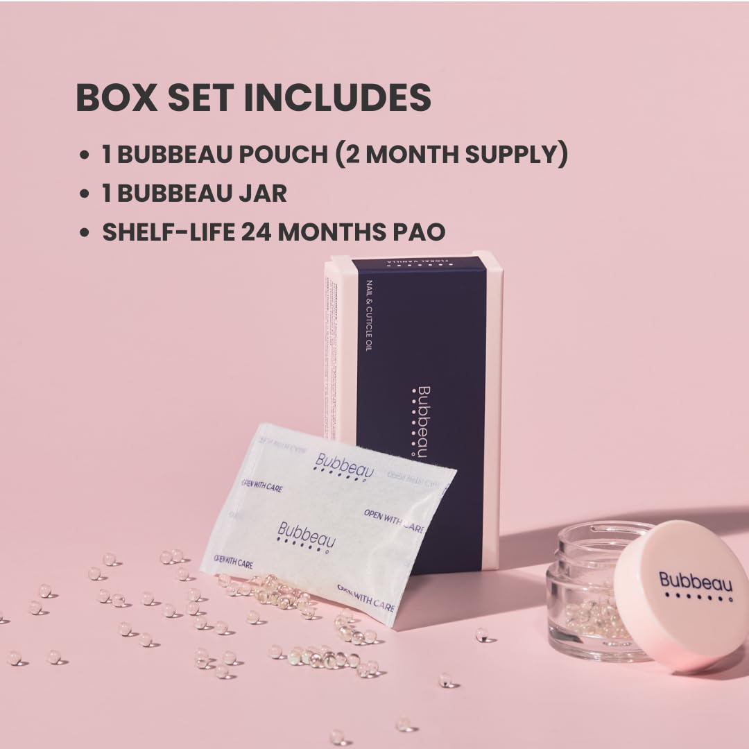 Bubbeau All Natural Cuticle Oil Beads | Moisturizes & Strengthens Nails with Non-greasy, Fast-absorbing, All Natural Oils (2-Month Supply)