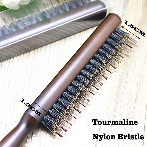 Wolinspring Little Wonder Boar & Tourmaline Nylon Bristle Teasing Brush with Tail Handle for Back.