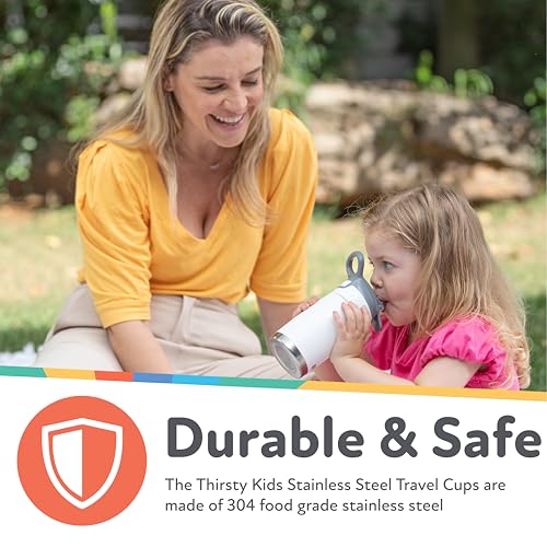 Nuby Thirsty Kids No Spill Flip-It Reflex Stainless Steel Travel Cup or Water Bottle - 10 Oz - Aqua Mint Thirsty Kids Reflex Flip-it 2 Pack Replacement Spout and Extension Straw Sets