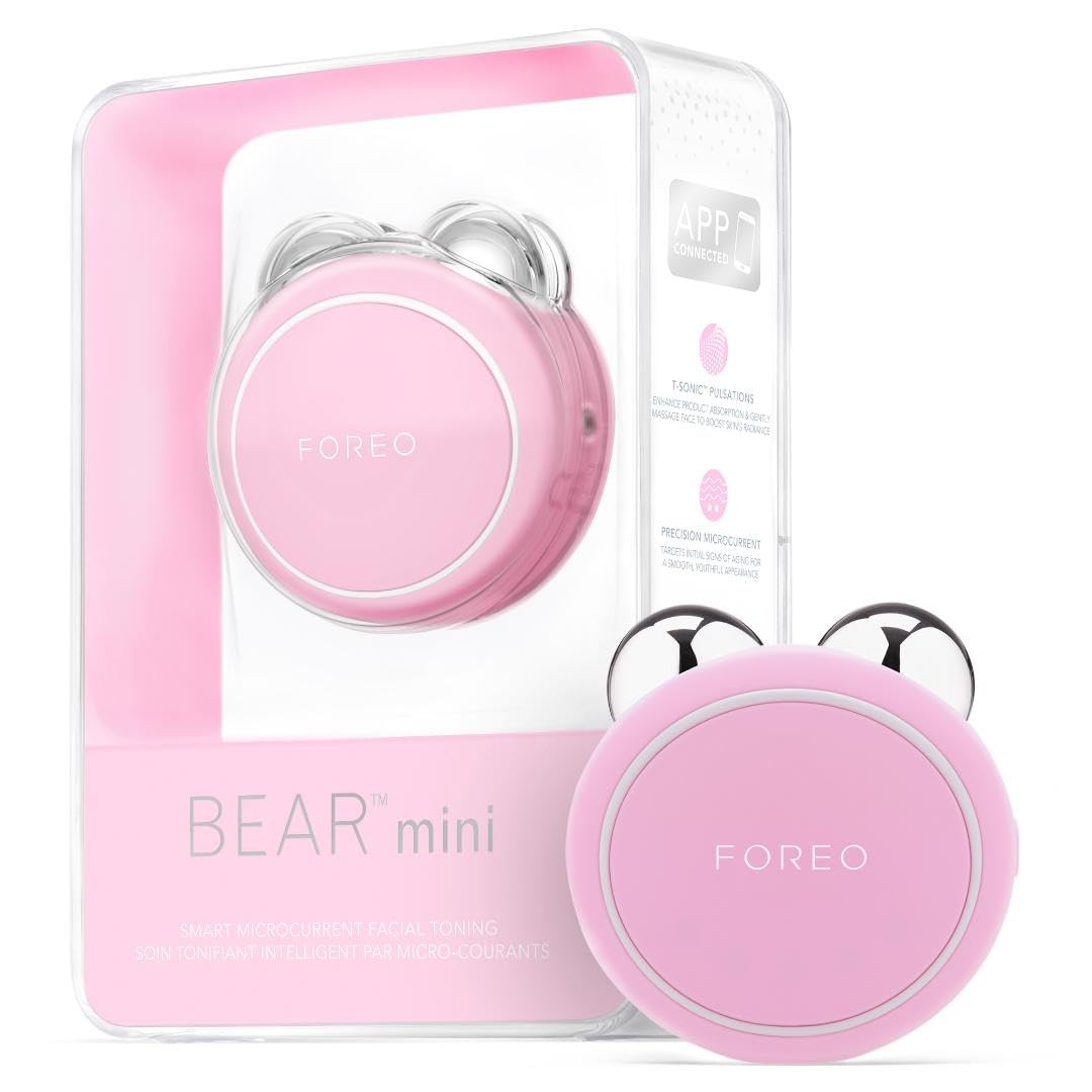 FOREO BEAR mini App-connected Microcurrent Facial Toning Device with 3 Intensities, Pearl Pink