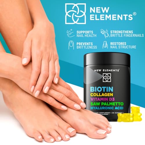 Biotin Gummies with Collagen Vitamin D3 Saw Palmetto & Hyaluronic Acid for Hair Skin and Nails, Hair Growth Supplement for Men & Women | Non-GMO | Gluten-Free | Natural Pineapple Flavor