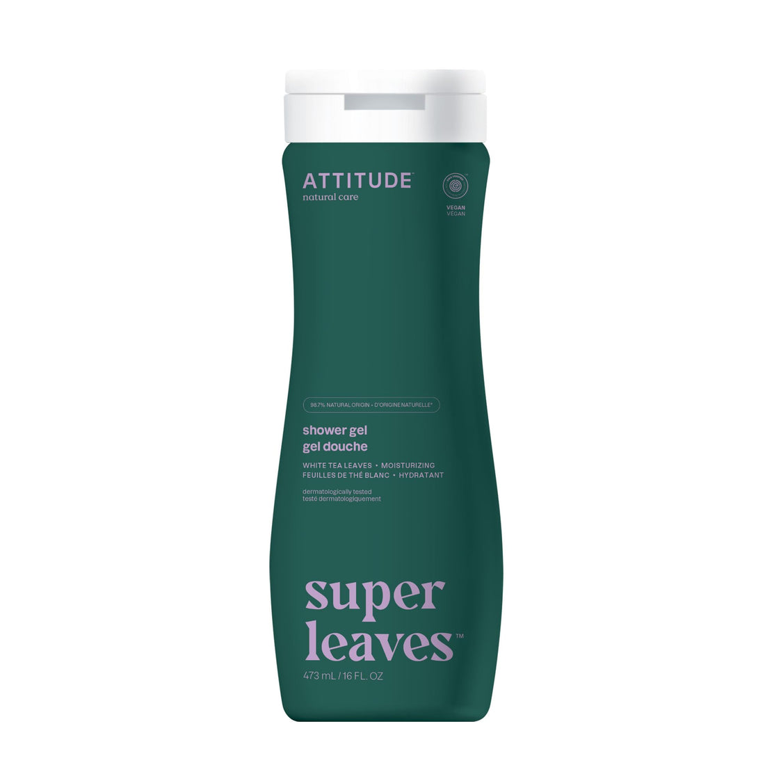 ATTITUDE Super Hypoallergenic Body Wash Soothing, White Tea Leaves, 16 Fl Oz