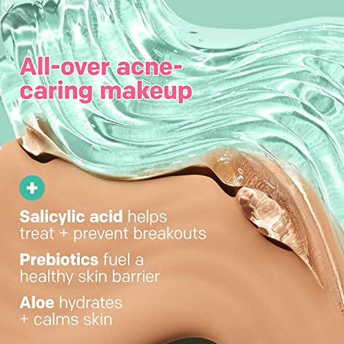 Almay Clear Complexion Acne Foundation Makeup with Salicylic Acid, Medium Coverage, Soft Matte Finish, Hypoallergenic, Cruelty- & Fragrance-Free, Dermatologist Tested, 500 Fresh Beige, 1 fl oz