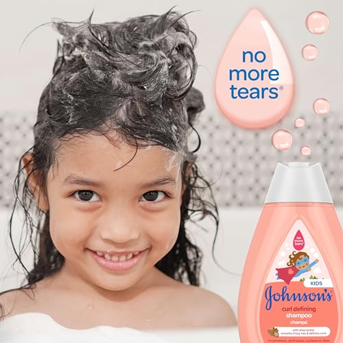 Johnson's Kids Curl-Defining, Frizz Control, Tear-Free Kids Shampoo + Shea Butter, Paraben-, Sulfate- & Dye-Free, Hypoallergenic & Gentle for Kids Hair, Kid Bath Essential, 13.6 fl. oz
