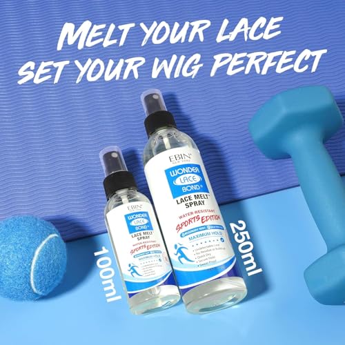 EBIN NEW YORK Wonder Lace Bond Melt Spray 8 Fl Oz Sports Edition – Melting Spray for Lace Wigs with Strong Hold – Rosemary Mint for Scalp Comfort – Water-Resistant for Active Wear