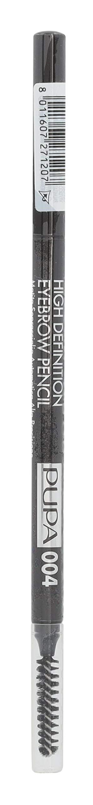 Pupa Milano High Definition Eyebrow Pencil - Waterproof Automatic Pencil With Mini Comb - Allows Super Defined Application for Sculpted Eyebrows, Precise and Intense Lines - 004 Extra Dark - 0.003 Oz