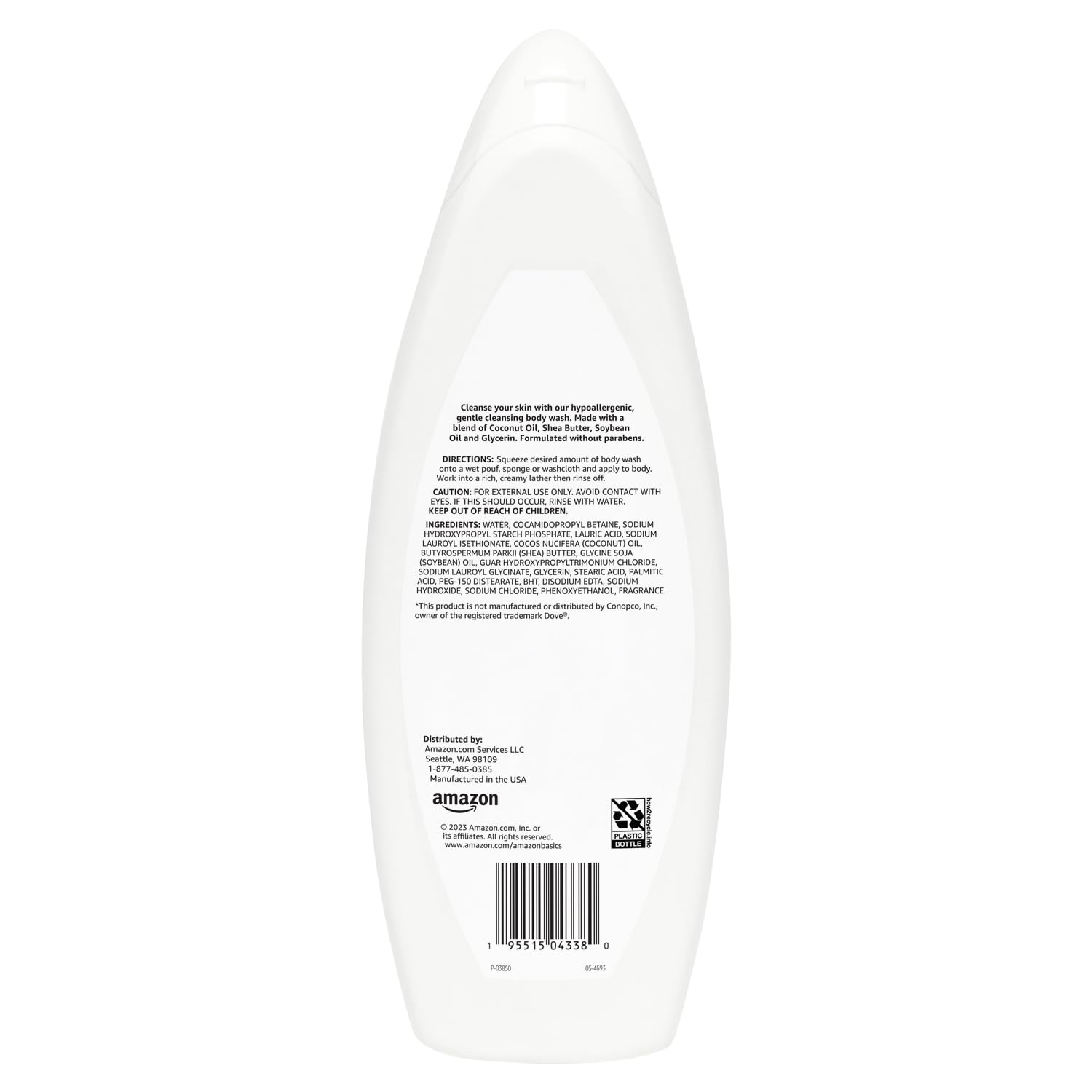 Amazon Basics Body Wash for Sensitive Skin, Hypoallergenic, Unscented, 22 fl oz (Pack of 1)