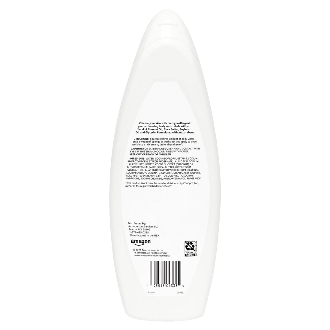 Amazon Basics Body Wash for Sensitive Skin, Hypoallergenic, Unscented, 22 fl oz (Pack of 1)