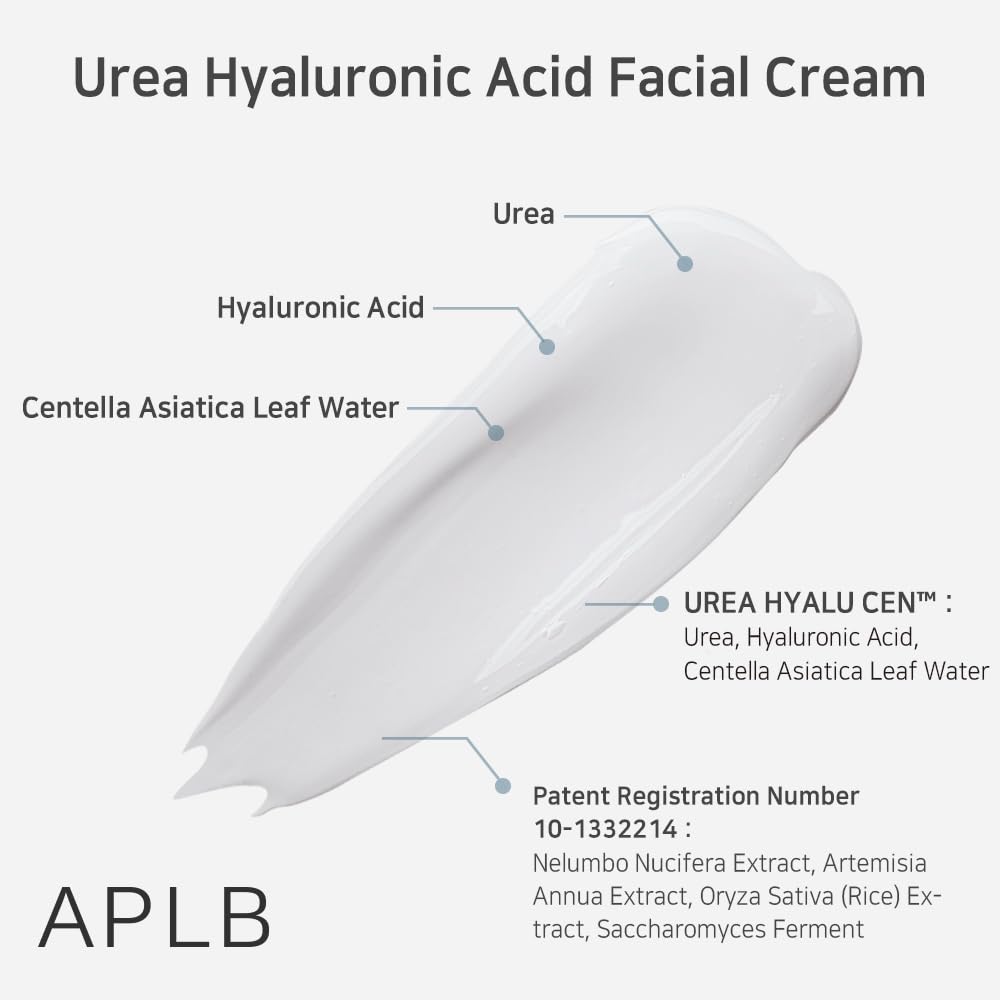 APLB Urea Hyaluronic Acid Facial Cream | UREA HYALU CEN™ 30.8% 1.86 FL.OZ/Korean Skincare, Deep hydration & Soothing, Dry skin, Wrinkle care, Revitalize for gentle and improve skin texture