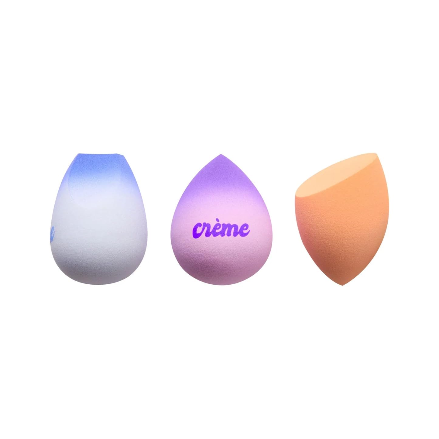 The Crme Shop Next Gen Makeup Blender Trio | Makeup Sponges for Foundation | Tri-Cut, Double Edged Beauty Blender Sponge Set (Blue, Pink) (3 Pack)