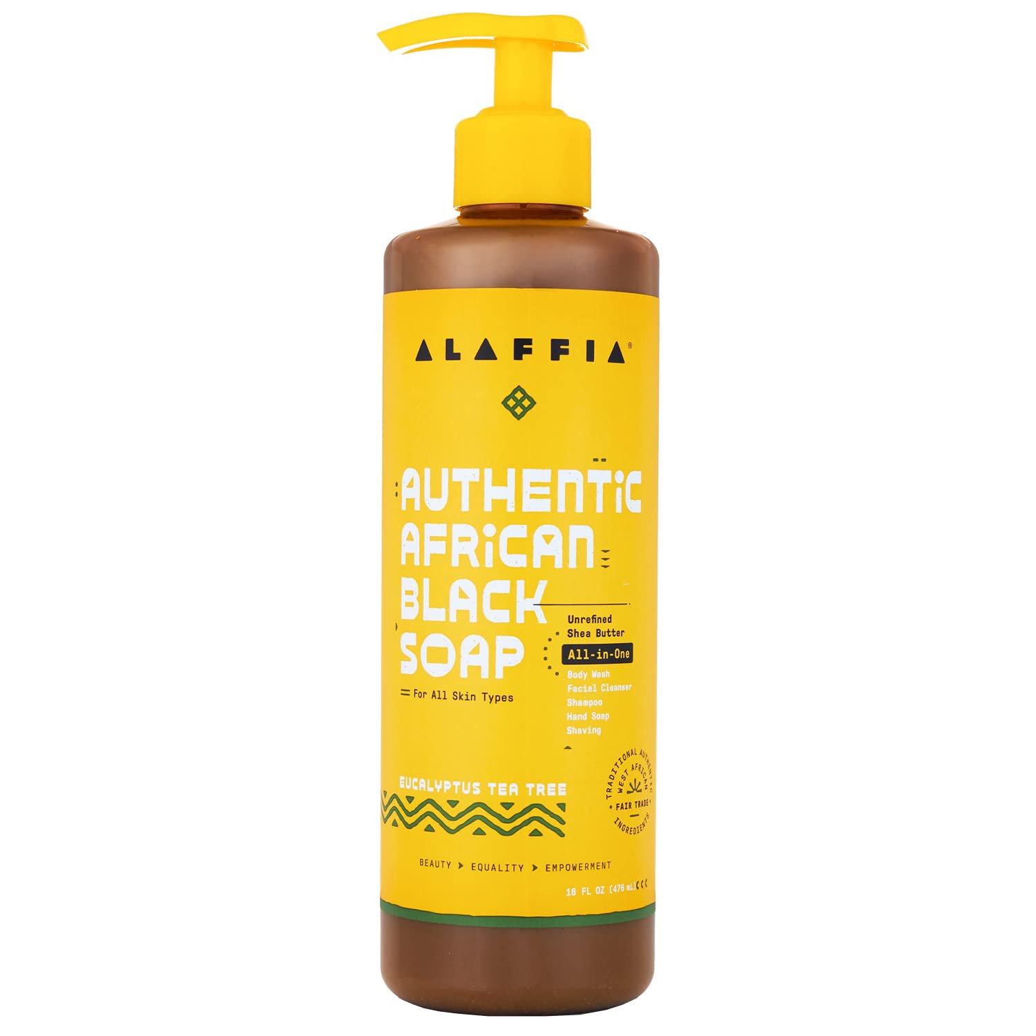 Alaffia - Authentic African Black Soap, Eucalyptus Tea Tree, 16 Ounces
