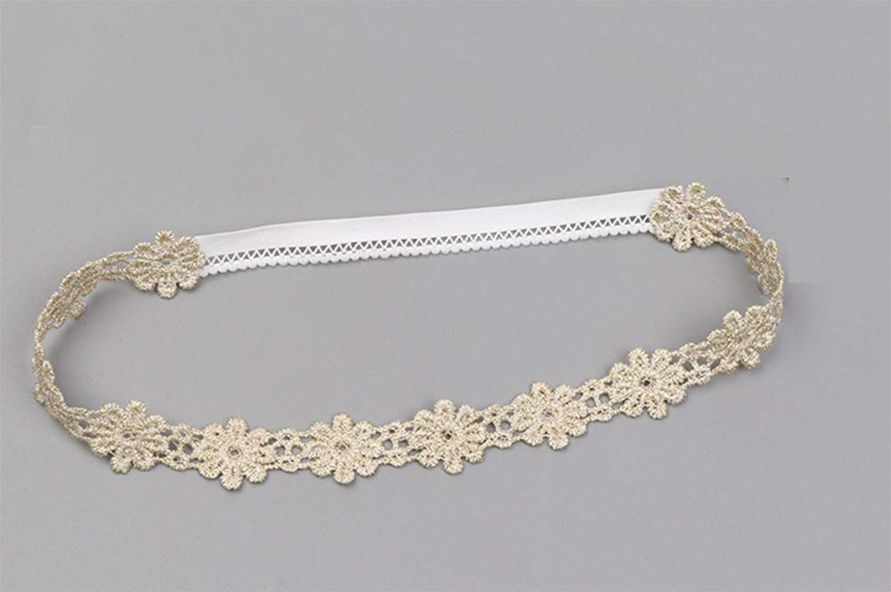 Asufegucd Rabbit Ears Cloth Bow–Stretch Headbands for Baby Toddler Girls Birthday, Party,Shower (Gold)