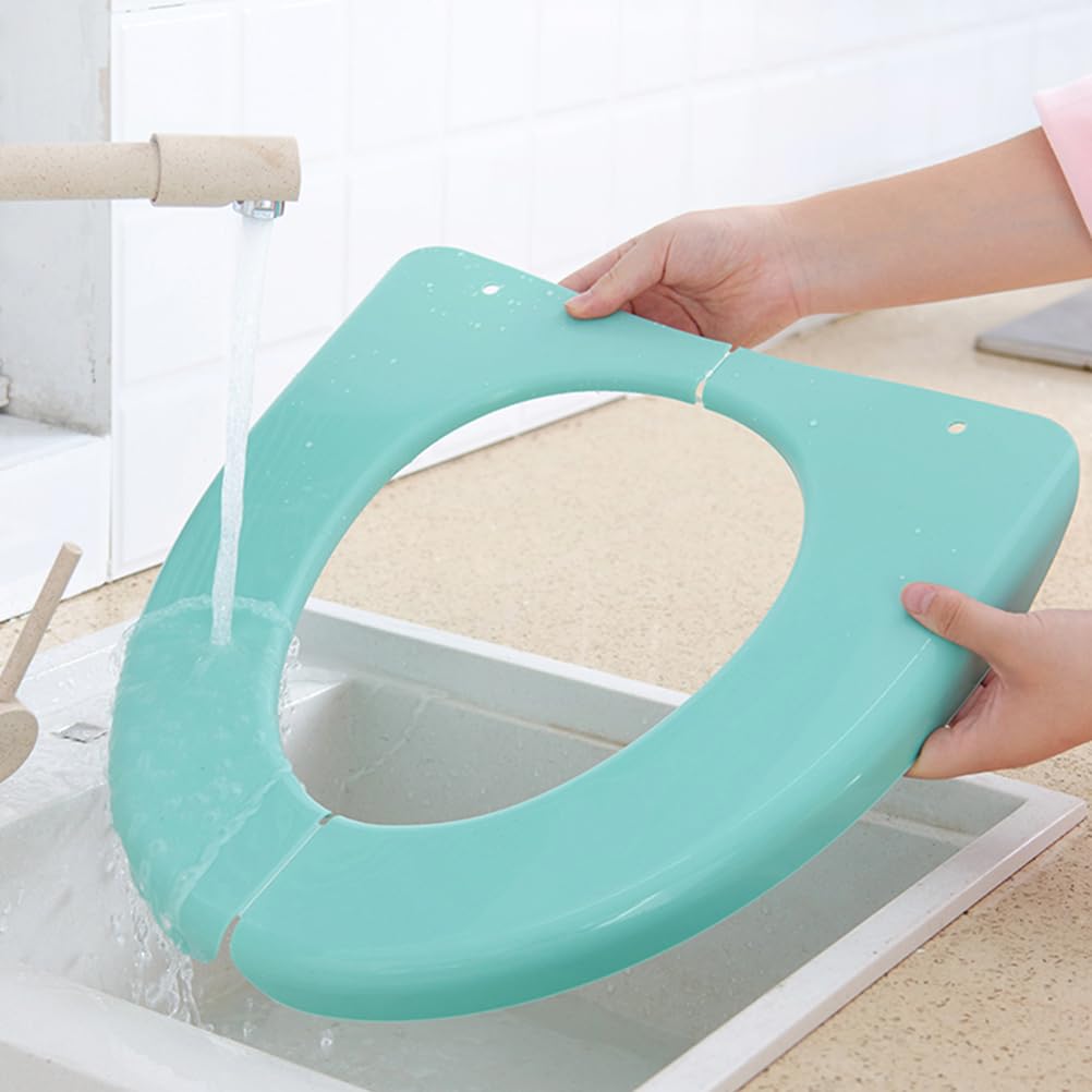 Folding Toilet Pad for Home Travel Potty Seat Washable Folding Safe Pad Training Toilet Seat Cover Cushion for and Kids (Green)