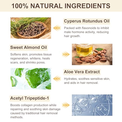 2PCS Cyperus Rotundus Oil, Natural Cyperus Rotundus Oil For Hair Removal, Reduces Unwanted Hair Growth, Moisturizes & Soothes The Skin, Suitable For All Skin Types