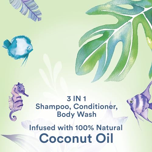 Suave Kids Natural Coconut Oil 3-in-1 Tear Free, Body Wash, Shampoo and Conditioners, No Sulfates, No Parabens, No Silicones, No Dyes, 16.5 Oz Pack of 4