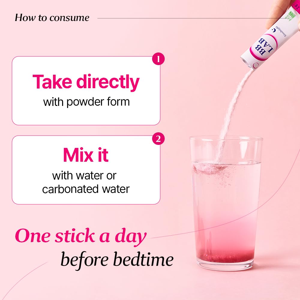 BB LAB Good Night Low Molecular Collagen Powder Stick Supplement, Halal Certified, Korean Marine Collagen, Fish Collagen Peptides, Vitamin C, Glycine, Fast Absorption, Mix Berry Flavor