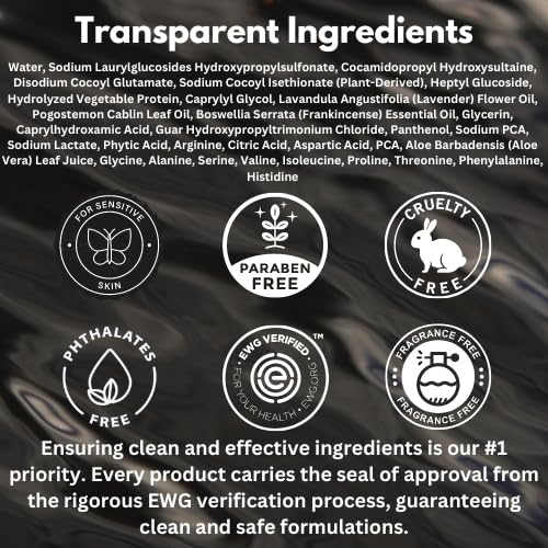 HygieneLab Men's Shampoo - EWG Verified Non-Toxic Formula, Fragrance-Free & Paraben-Free, Gentle Cleanse for All Hair Types, Premium Quality (10 fl oz)