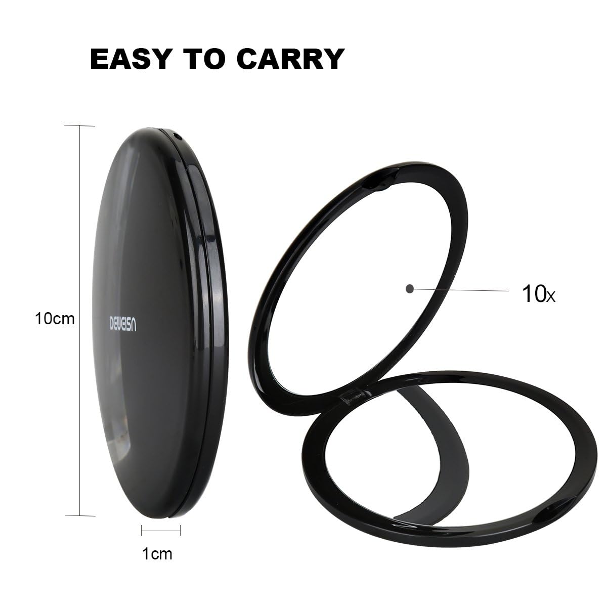 deweisn Magnifying Compact Cosmetic Mirror Elegant Pocket Handheld Makeup Mirror with Powerful 10x Magnification and 1x True View Mirror for Travel or Your Purse