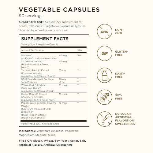 Solgar No. 7 - Joint Support and Comfort - 90 Vegetarian Capsules - Increased Mobility & Flexibility - Gluten-Free, Dairy-Free, Non-GMO - 90 Servings