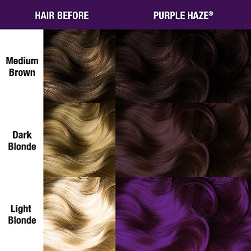 MANIC PANIC Purple Haze Dark Purple Hair Dye - Classic High Voltage - Semi Permanent Warm, Very Dark Purple Hair Color - Vegan, PPD And Ammonia Free (4oz)