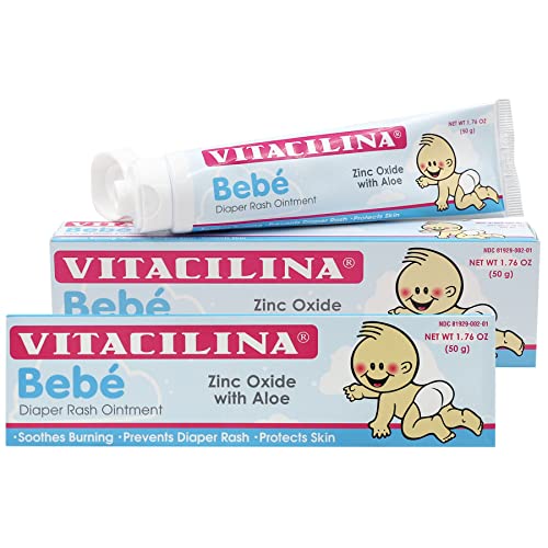 Vitacilina Bebe, Diaper Rash Ointment, Skin Protectant with Vitamins and Wetting oils, Protects Baby's Skin, 2-Pack of 1.76 Oz, 2 Boxes