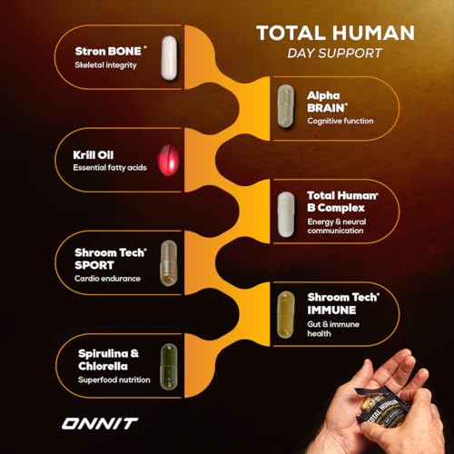 ONNIT Total Human Day and Night Vitamin Packs for Men and Women,Capsule, Adult Multivitamin, 30-Day Supply