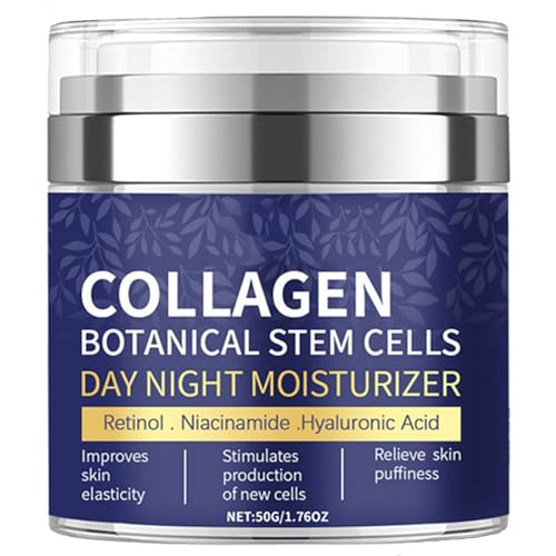 Collagen Face Moisturizer with Airless Pump - Collagen Botanical Stem Cells Cream for Skin with Retinol, Niacinamide, Hyaluronic Acid - Anti-Aging Day & Night Cream, 1.8 OZ
