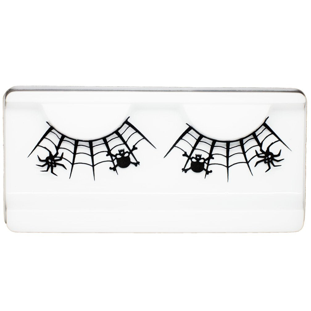 EMILYSTORES Dark Skull And Spider Web Black Lace Paper Lashes Fashion Costume Party False Eyelashes 1 Pairs