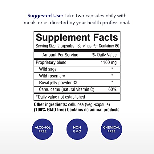 Physician's Strength AdrenoPower - 120 Vegi Capsules - Energy & Adrenal Support - with Royal Jelly, Wild Rosemary, Sage, Camu Camu, Pantothenic Acid - 60 Servings